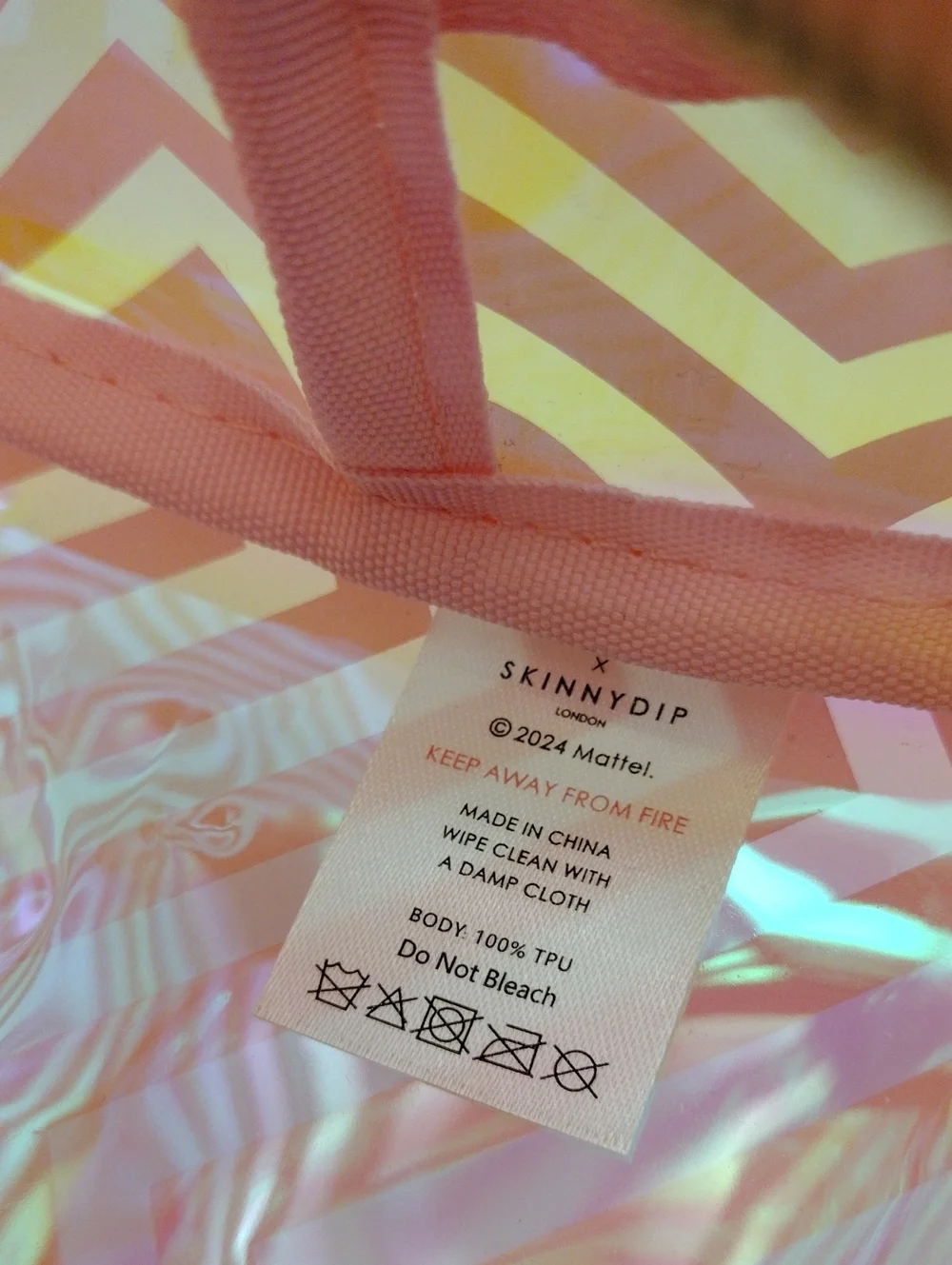 Skinnydip x Barbie Iridescent Pink Chevron Cosmetic Bag